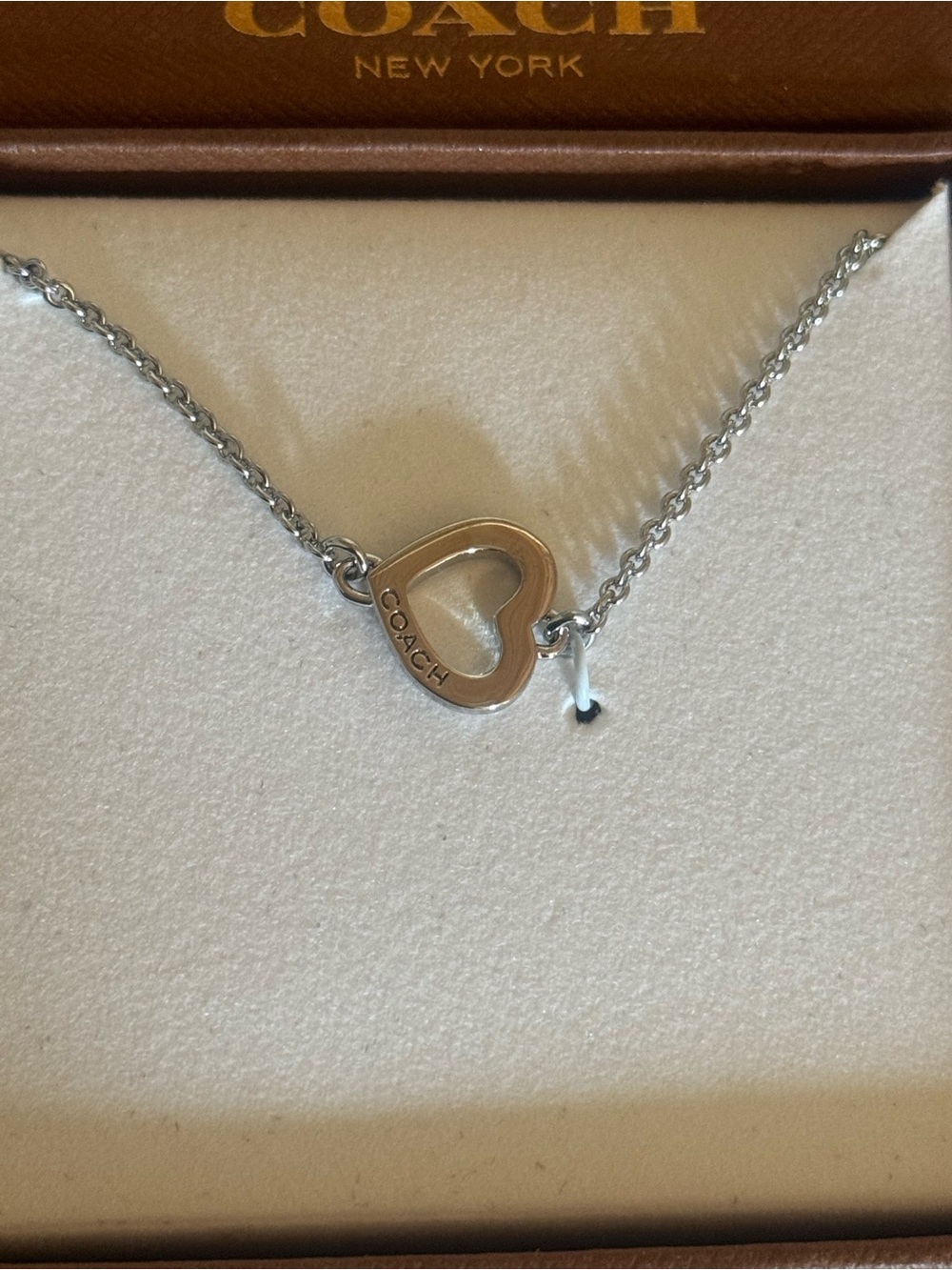 Coach Silver Heart Toggle Pendant Necklace